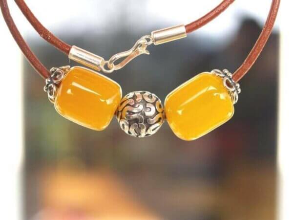 yellow fluorite duo necklace / Gelbe Fluorit Halskette