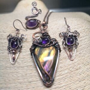 Yellow-Purple Labradorite Jewelry-Set 1