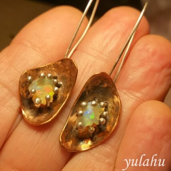 Raw Opal Blume Earrings / Rohopal Blume Ohrringe