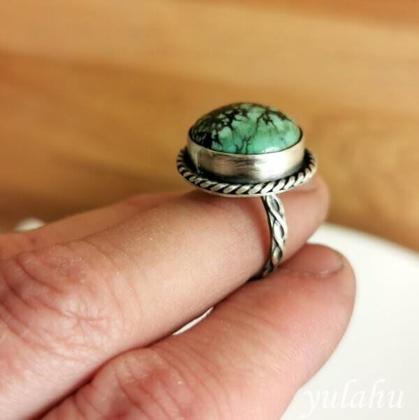 Round Silver Turquoise Ring / Runder Silber Türkis Ring